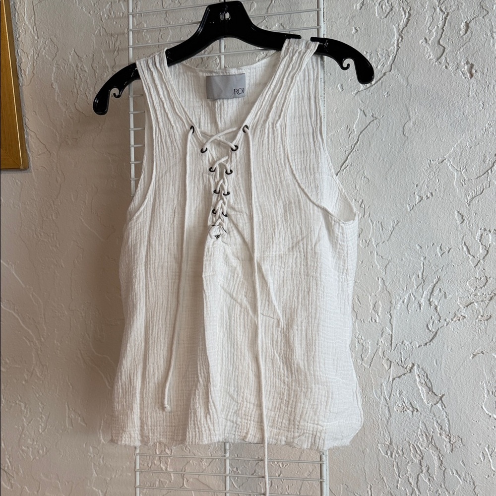Elegant White Lace-Up Tank Top